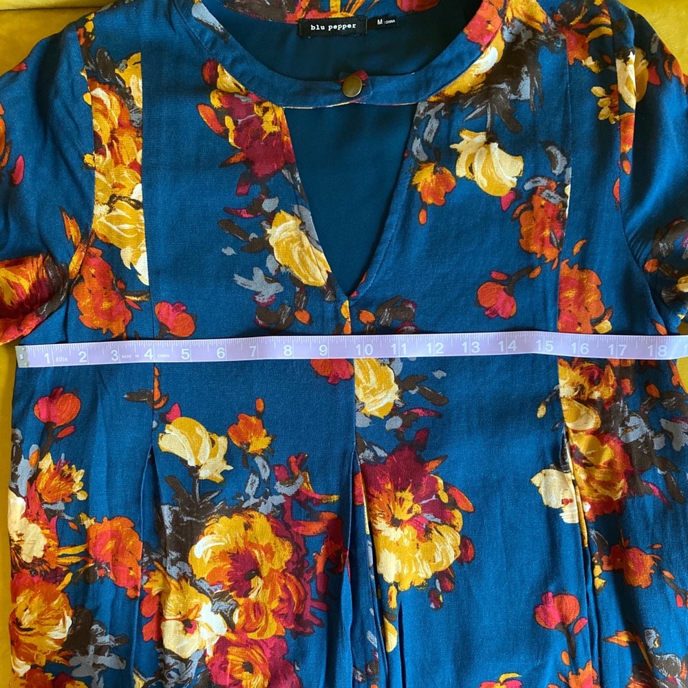 Blu Pepper Navy Floral Bohemian Keyhole Dress Med - Picture 3 of 7